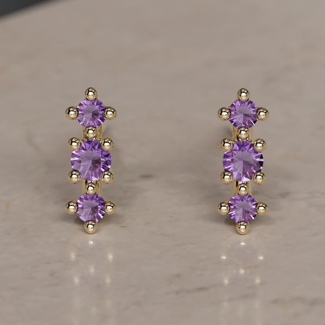 February Birthstone Amethyst Earrings Thalia Studs