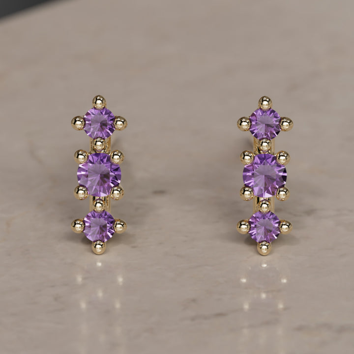 February Birthstone Amethyst Earrings Thalia Studs