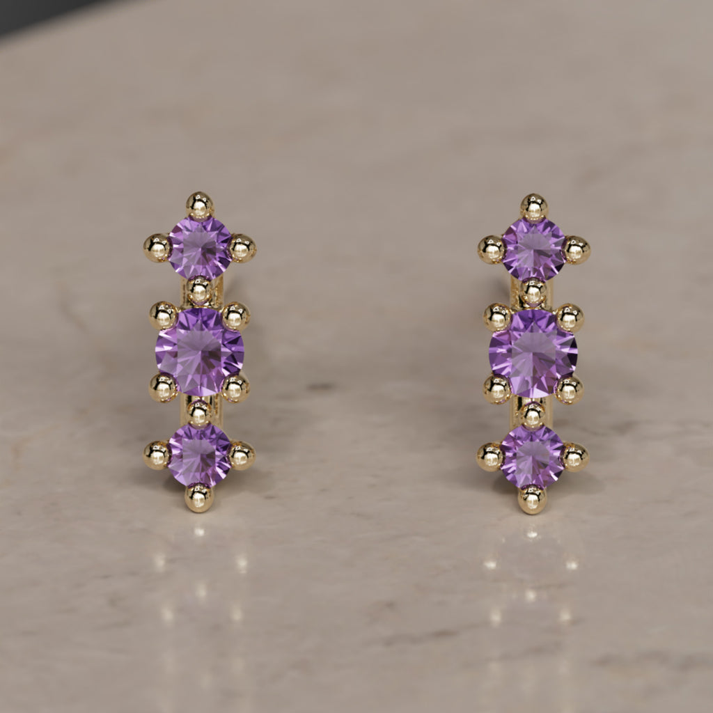 February Birthstone Amethyst Earrings Thalia Studs By Valley Rose