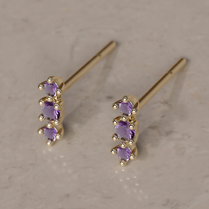 February Birthstone Amethyst Earrings Thalia Studs