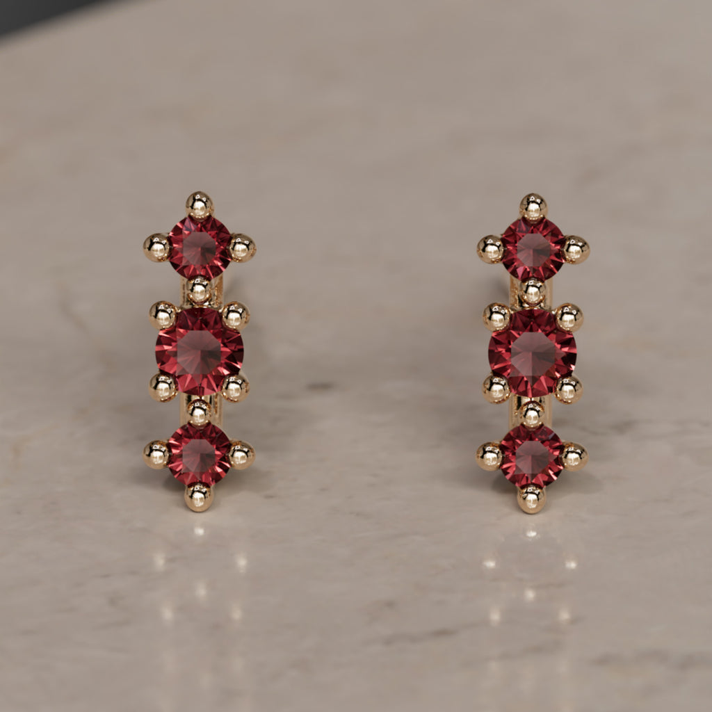 January Birthstone Earrings Garnet Thalia Studs By Valley Rose