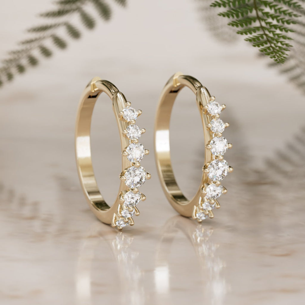 Juno Tapered Clicker Hoops Lab Diamond