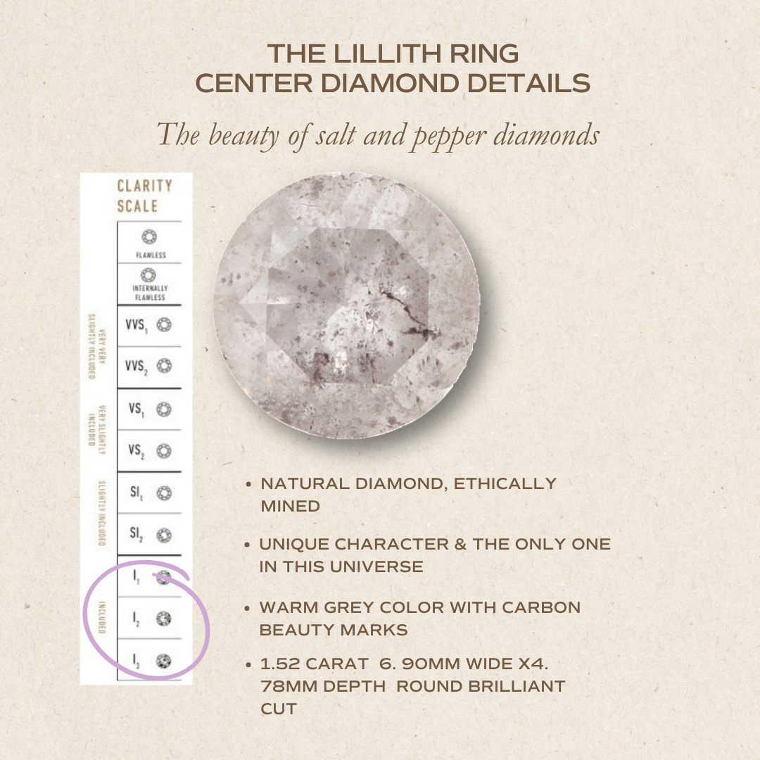 Обручка для заручин Isobel 1,52 карат із діамантом альтернативного типу Salt & Pepper (готова до відправки)