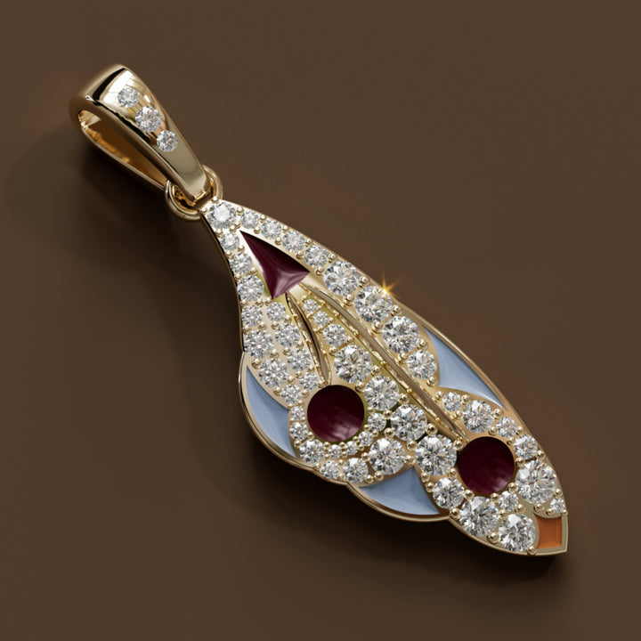 Mariposa Pendant Unique Nature Butterfly Lab Diamond Necklace in Eggplant and Chalcedony