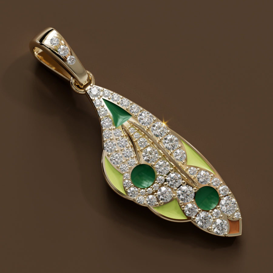 Mariposa Pendant Unique Nature Butterfly Lab Diamond Necklace in Lime & Emerald By Valley Rose