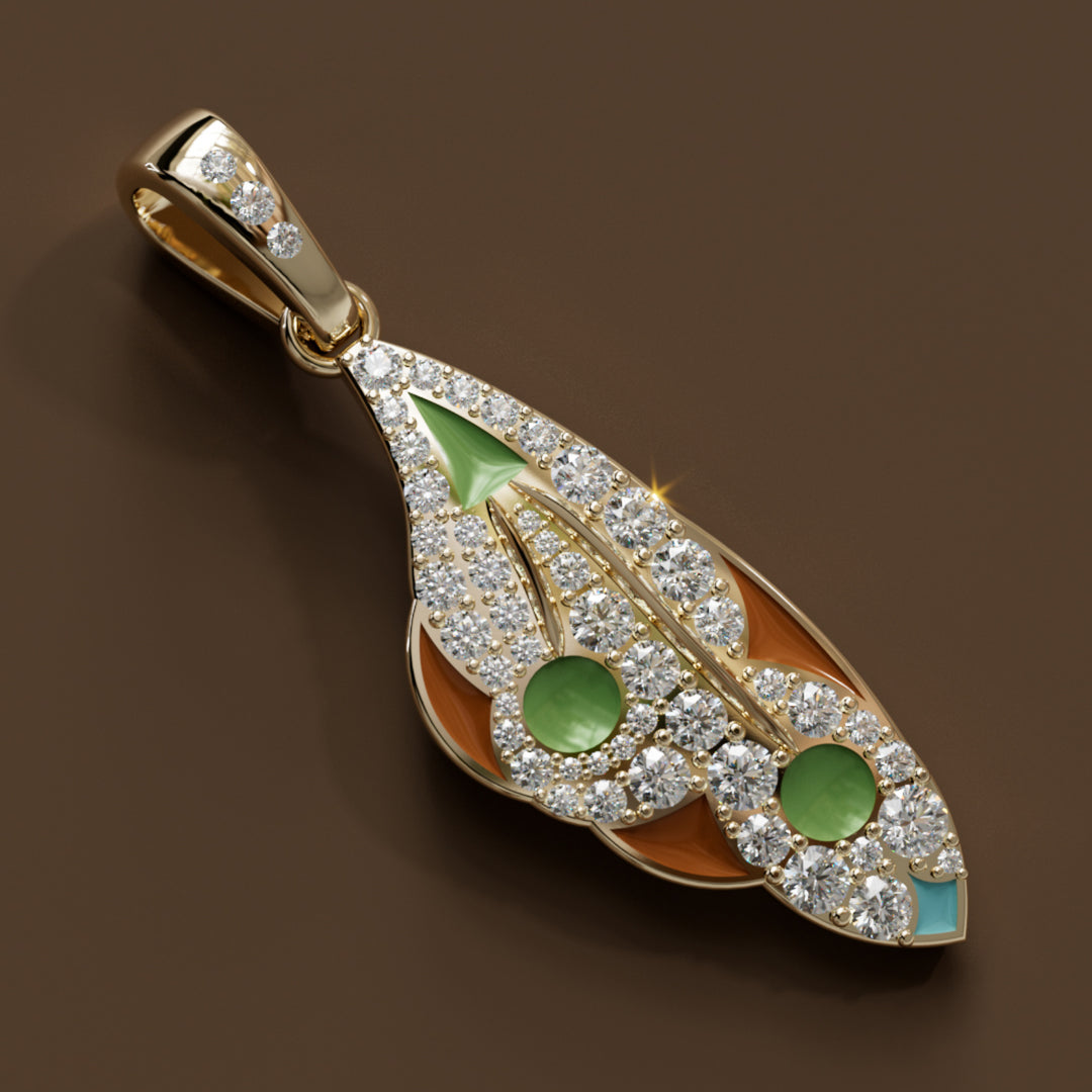 Mariposa Pendant Unique Nature Butterfly Lab Diamond Necklace in Pistachio and Caramel By Valley Rose