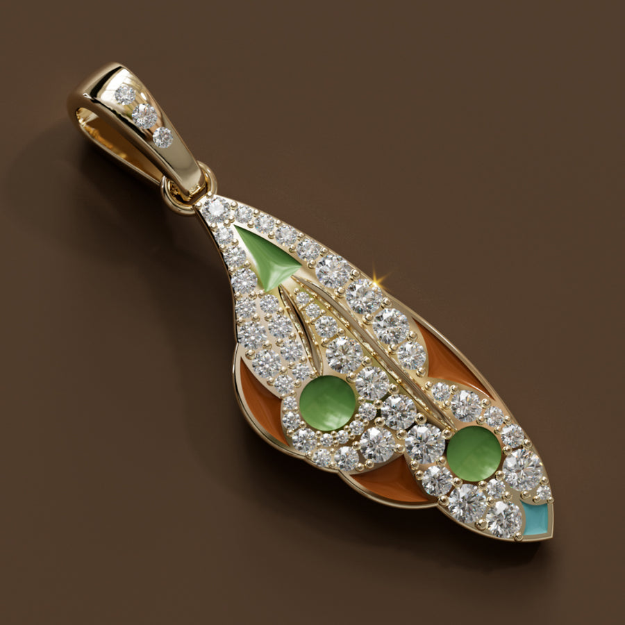 Mariposa Pendant Unique Nature Butterfly Lab Diamond Necklace in Pistachio and Caramel By Valley Rose