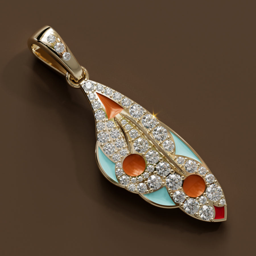 Mariposa Pendant Unique Nature Butterfly Lab Diamond Necklace in Pumpkin & Robin's Egg By Valley Rose
