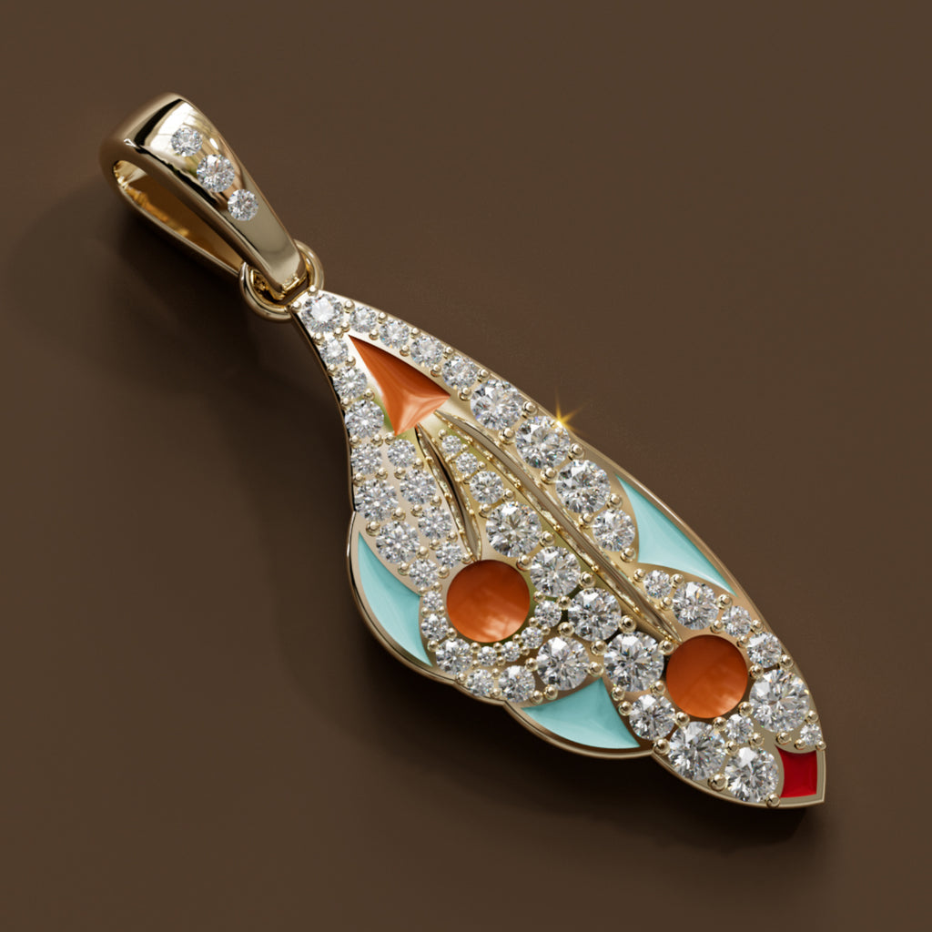 Mariposa Pendant Unique Nature Butterfly Lab Diamond Necklace in Pumpkin & Robin's Egg By Valley Rose