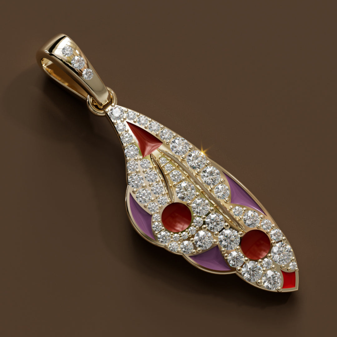 Mariposa Pendant Unique Nature Butterfly Lab Diamond Necklace in Rhubarb By Valley Rose