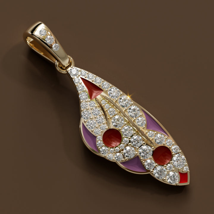 Mariposa Pendant Unique Nature Butterfly Lab Diamond Necklace in Rhubarb By Valley Rose