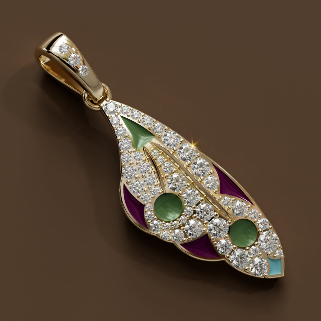 Mariposa Pendant Unique Nature Butterfly Lab Diamond Necklace in Sage & Plum By Valley Rose