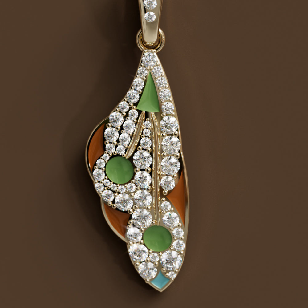 Mariposa Pendant Unique Nature Butterfly Lab Diamond Necklace in Pistachio and Caramel By Valley Rose