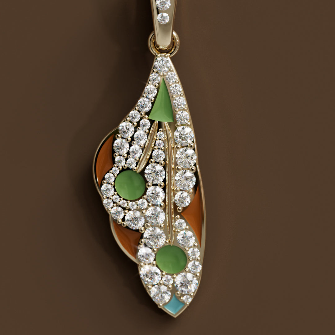 Mariposa Pendant Unique Nature Butterfly Lab Diamond Necklace in Pistachio and Caramel By Valley Rose