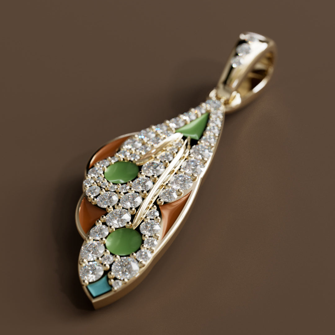 Mariposa Pendant Unique Nature Butterfly Lab Diamond Necklace in Pistachio and Caramel By Valley Rose