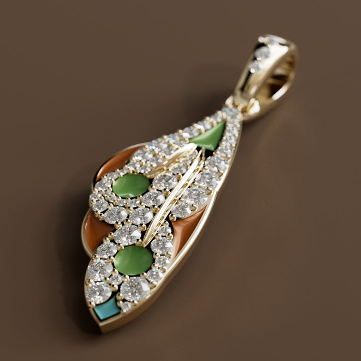 Mariposa Pendant Unique Nature Butterfly Lab Diamond Necklace in Pistachio and Caramel By Valley Rose