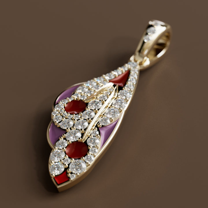 Mariposa Pendant Unique Nature Butterfly Lab Diamond Necklace in Rhubarb By Valley Rose