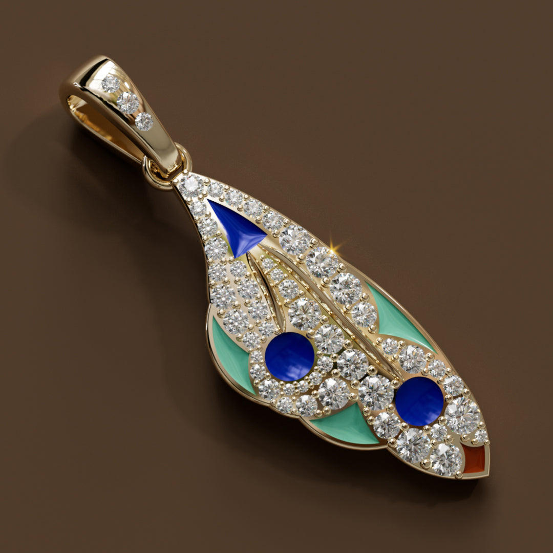 Mariposa Pendant Unique Nature Butterfly Lab Diamond Necklace in Morpho Blue