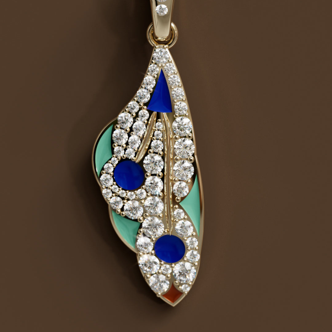 Mariposa Pendant Unique Nature Butterfly Lab Diamond Necklace in Morpho Blue
