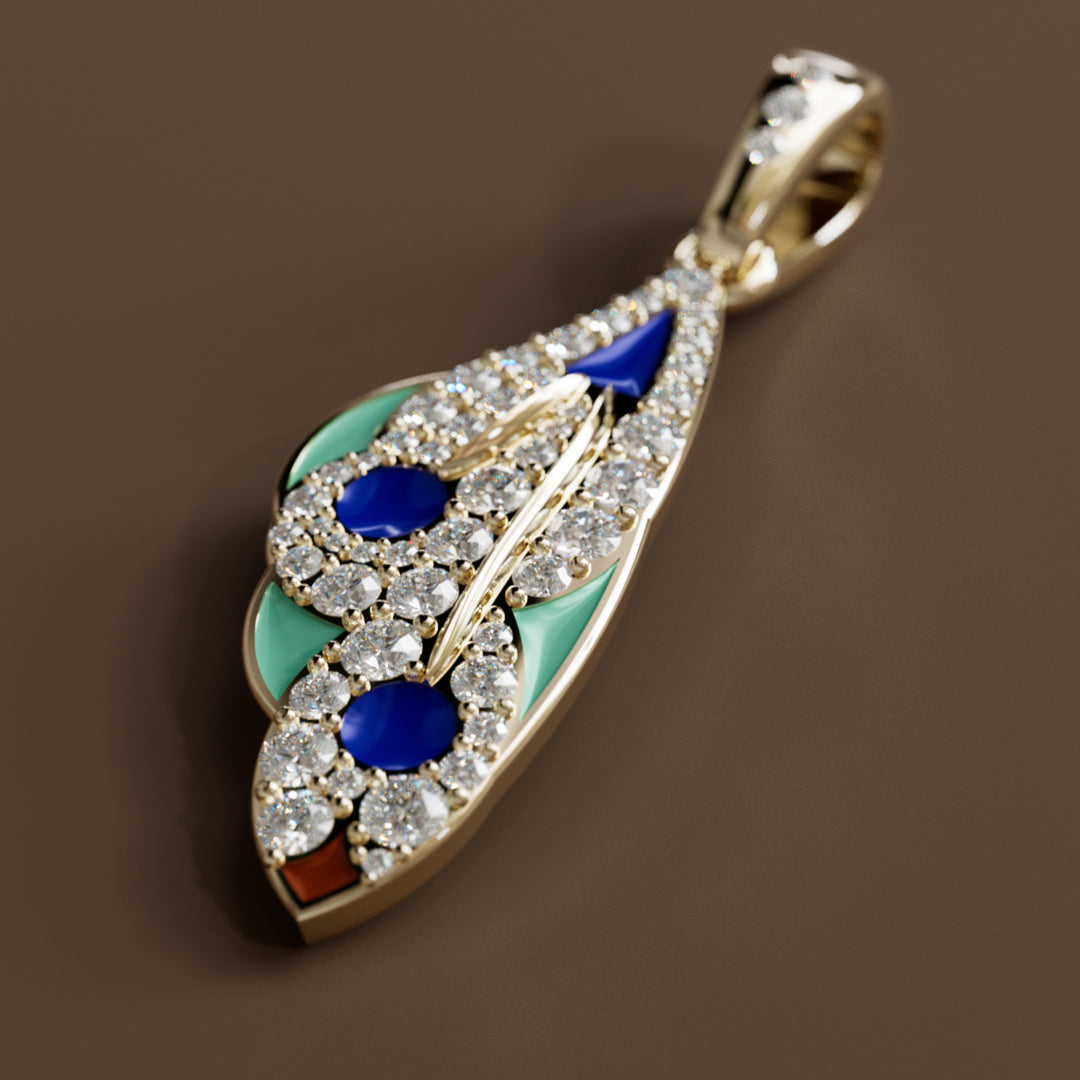 Mariposa Pendant Unique Nature Butterfly Lab Diamond Necklace in Morpho Blue