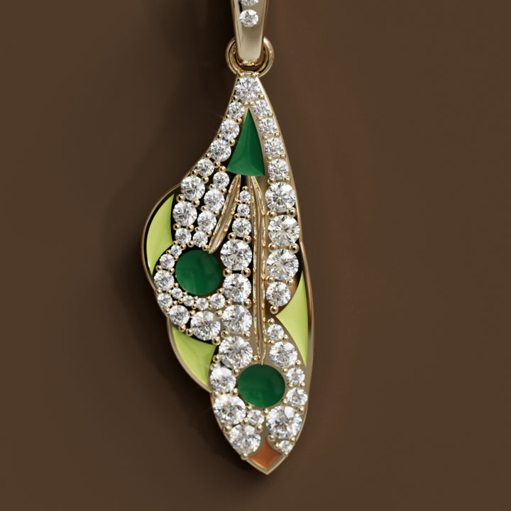 Mariposa Pendant Unique Nature Butterfly Lab Diamond Necklace in Lime & Emerald By Valley Rose