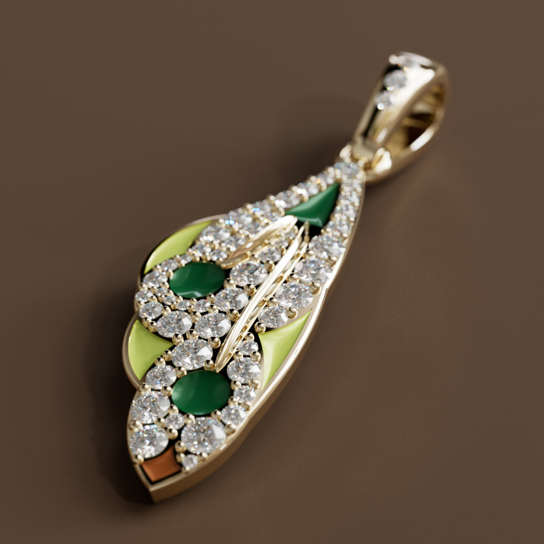 Mariposa Pendant Unique Nature Butterfly Lab Diamond Necklace in Lime & Emerald By Valley Rose