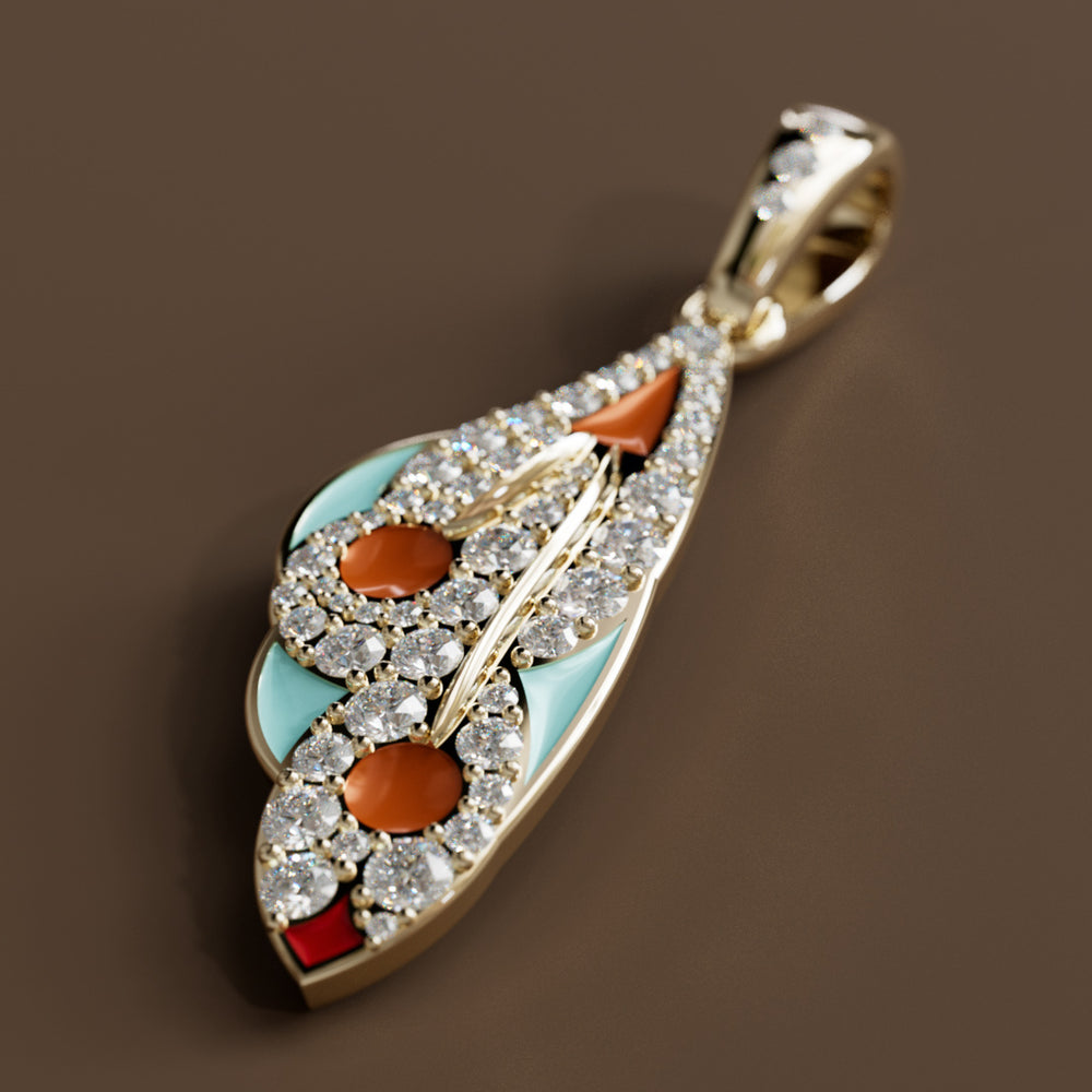Mariposa Pendant Unique Nature Butterfly Lab Diamond Necklace in Pumpkin & Robin's Egg By Valley Rose