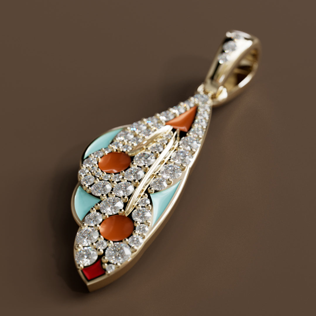 Mariposa Pendant Unique Nature Butterfly Lab Diamond Necklace in Pumpkin & Robin's Egg By Valley Rose