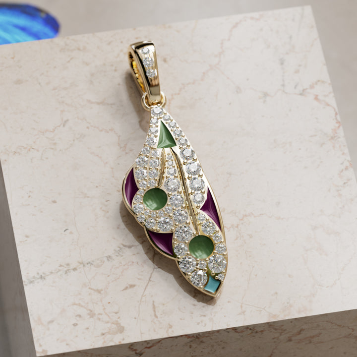 Mariposa Pendant Unique Nature Butterfly Lab Diamond Necklace in Sage & Plum By Valley Rose
