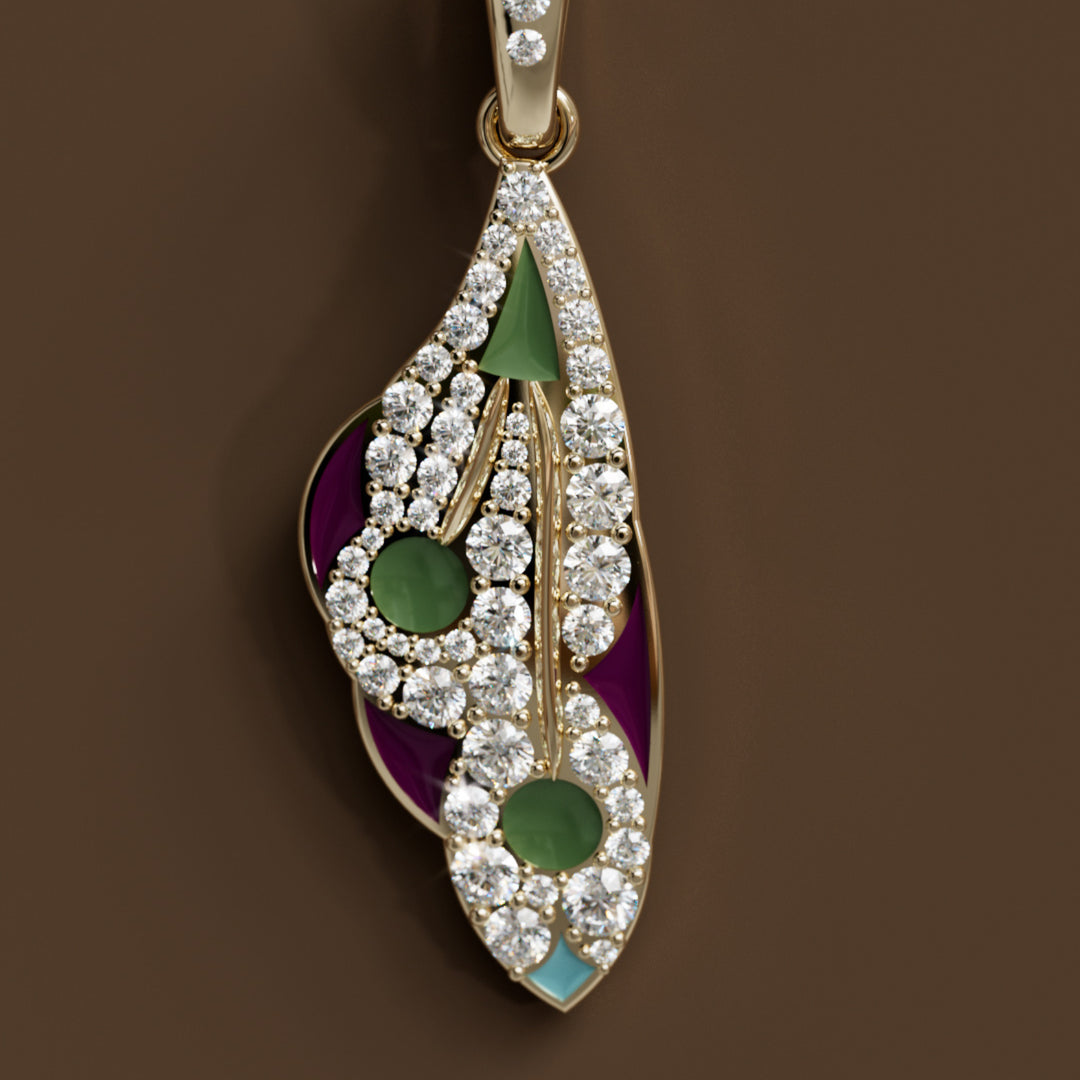 Mariposa Pendant Unique Nature Butterfly Lab Diamond Necklace in Sage & Plum By Valley Rose
