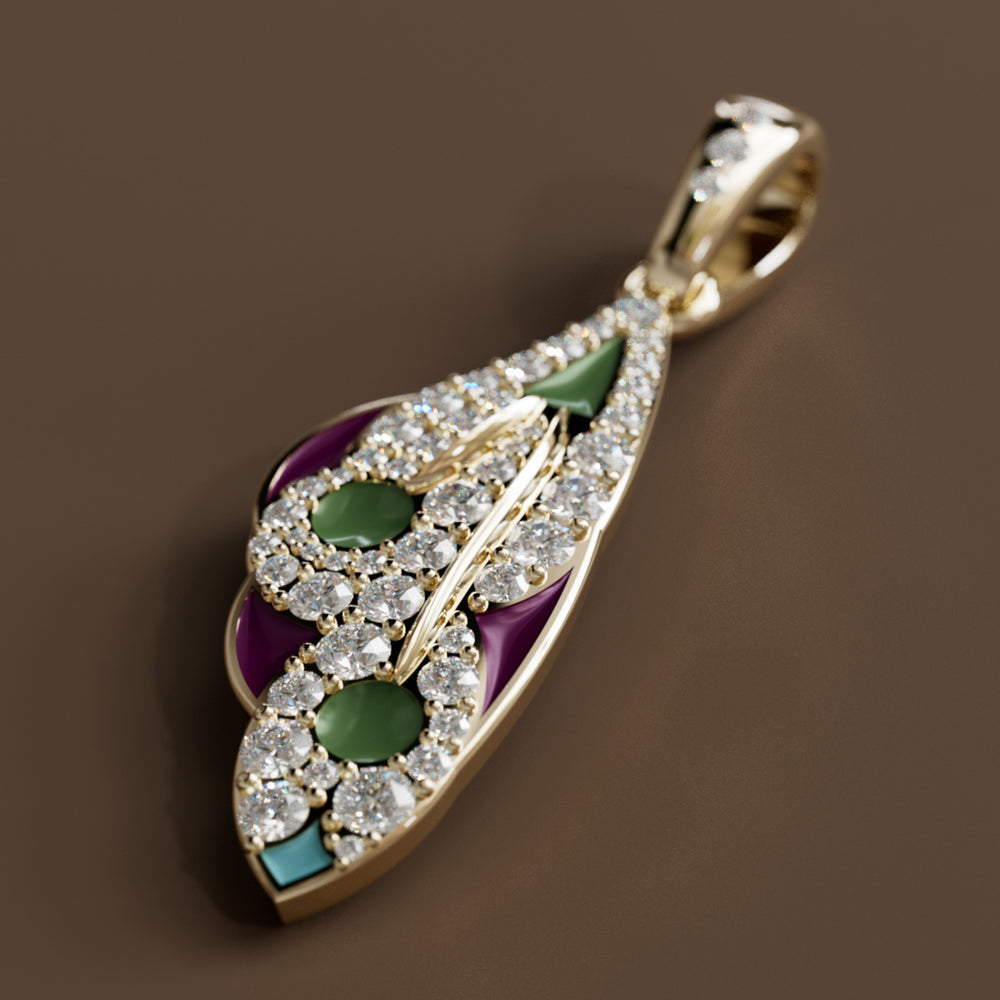 Mariposa Pendant Unique Nature Butterfly Lab Diamond Necklace in Sage & Plum By Valley Rose