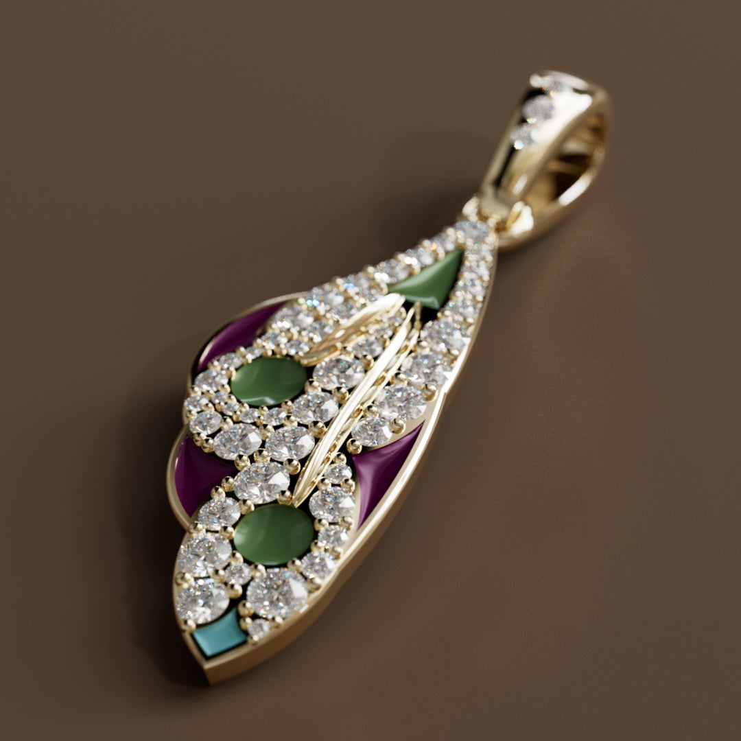 Mariposa Pendant Unique Nature Butterfly Lab Diamond Necklace in Sage & Plum By Valley Rose