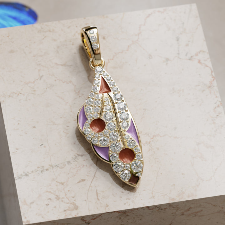 Mariposa Pendant Unique Nature Butterfly Lab Diamond Necklace in Lilac & Sienna By Valley Rose