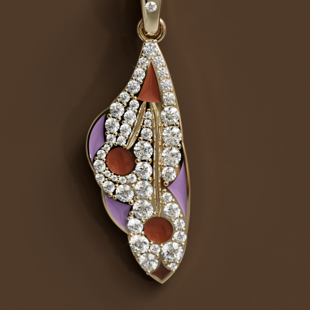 Mariposa Pendant Unique Nature Butterfly Lab Diamond Necklace in Lilac & Sienna By Valley Rose