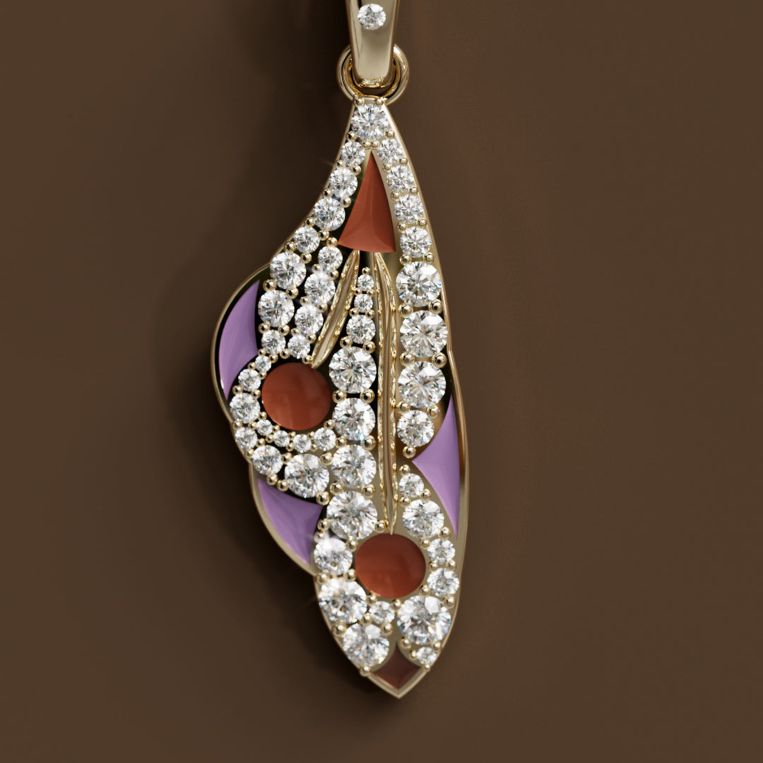 Mariposa Pendant Unique Nature Butterfly Lab Diamond Necklace in Lilac & Sienna By Valley Rose