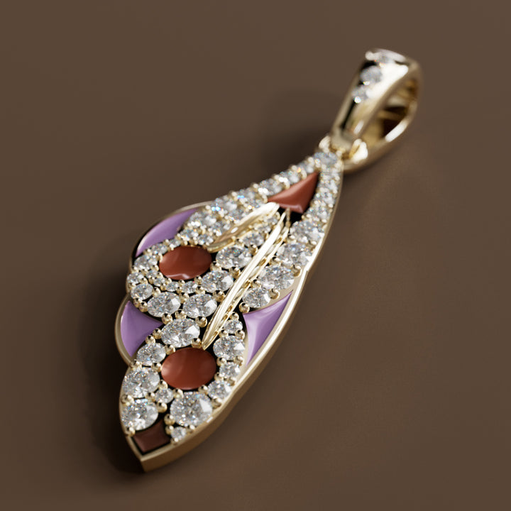 Mariposa Pendant Unique Nature Butterfly Lab Diamond Necklace in Lilac & Sienna By Valley Rose
