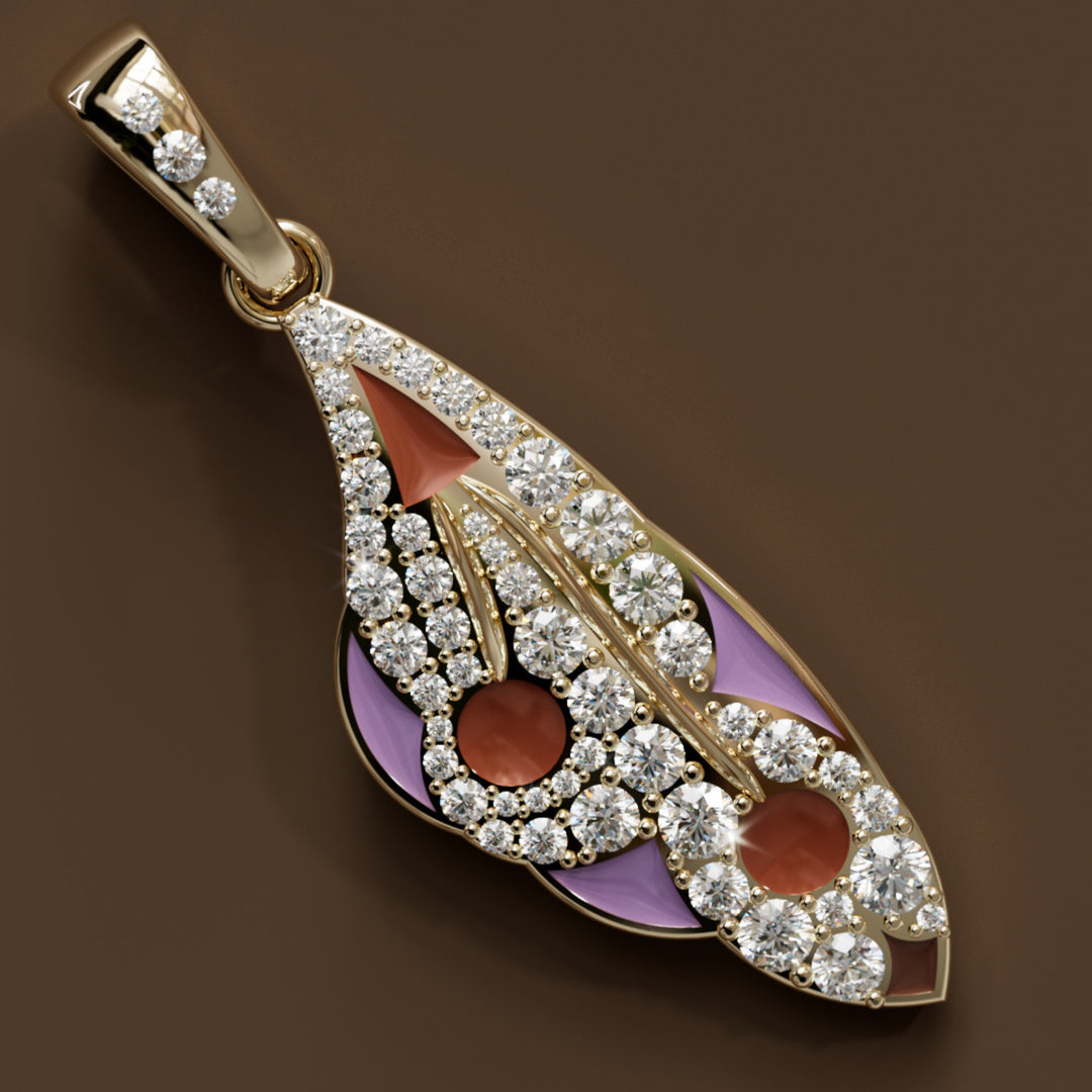 Mariposa Pendant Unique Nature Butterfly Lab Diamond Necklace in Lilac & Sienna By Valley Rose