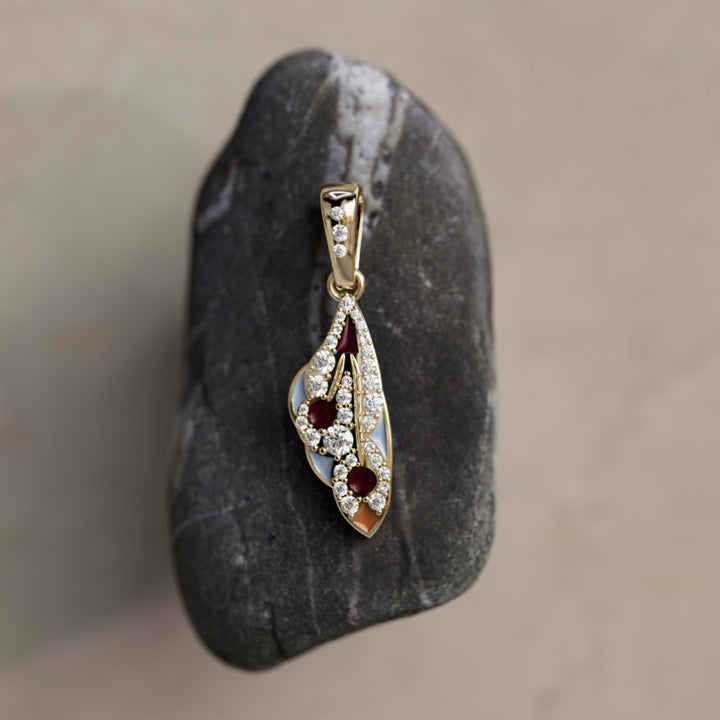 Mini Mariposa Pendant Unique Nature Butterfly Necklace in Eggplant and Chalcedony