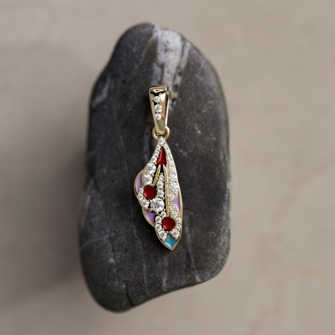 Collier pendentif Mini Mariposa unique papillon nature en baie lilas