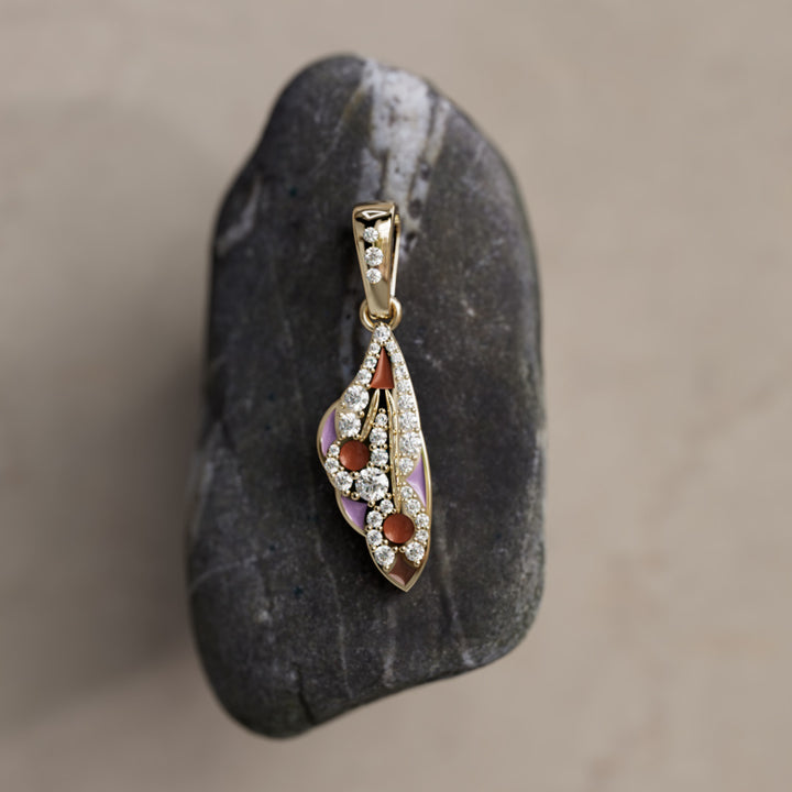 Mini Mariposa Pendant Unique Nature Butterfly Necklace in Lilac & Sienna