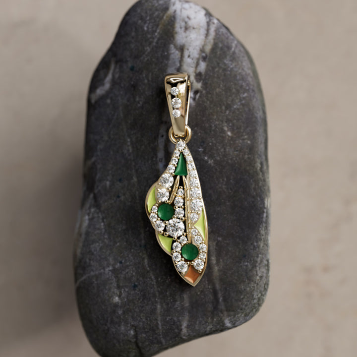 Mini Mariposa Pendant Unique Nature Butterfly Necklace in Lime & Emerald