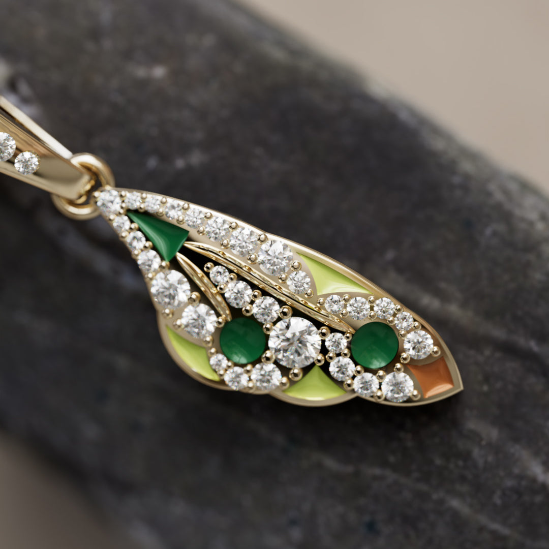 Mini Mariposa Pendant Unique Nature Butterfly Necklace in Lime & Emerald
