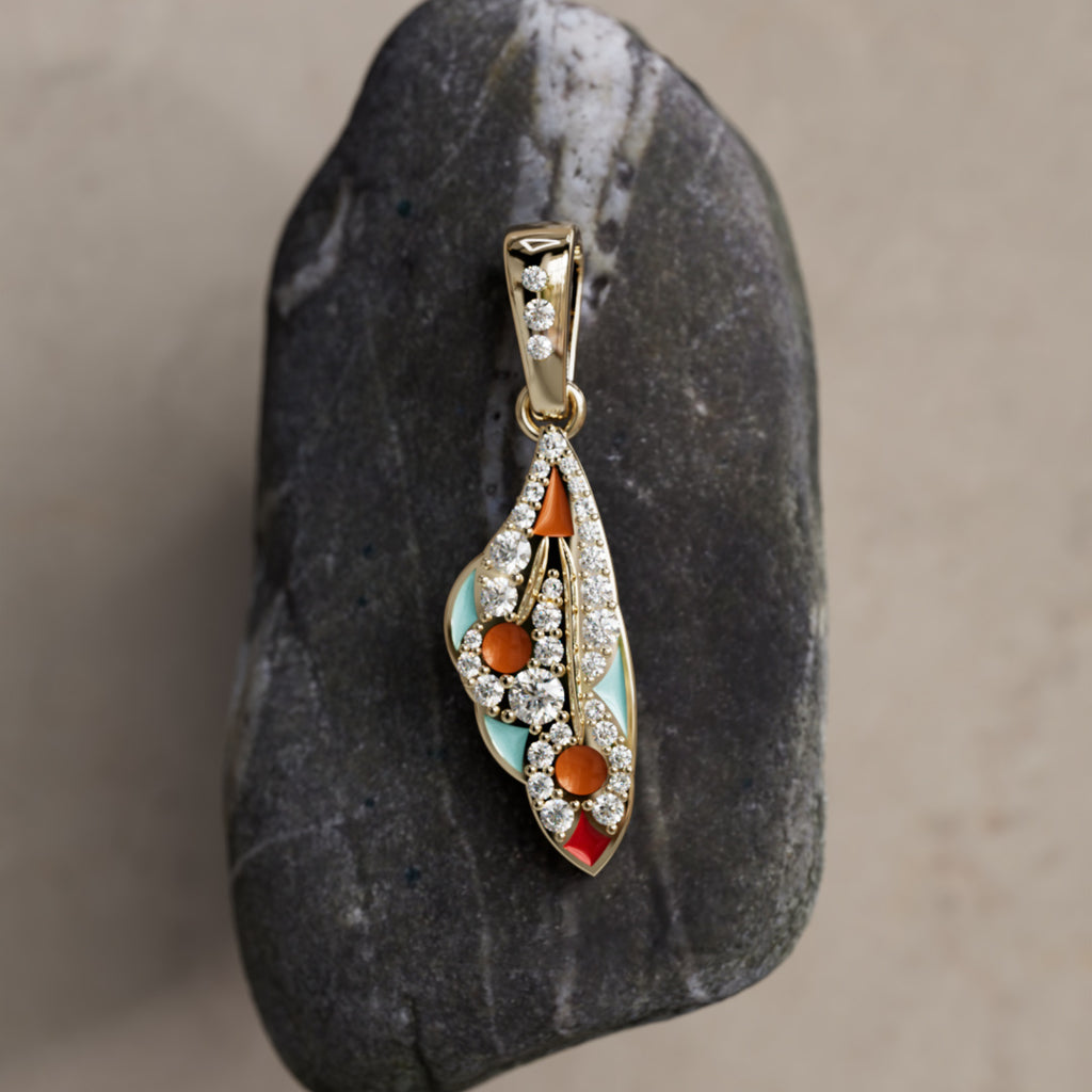 Mini Mariposa Pendant Unique Nature Butterfly Necklace in Pumpkin & Robin's Egg By Valley Rose