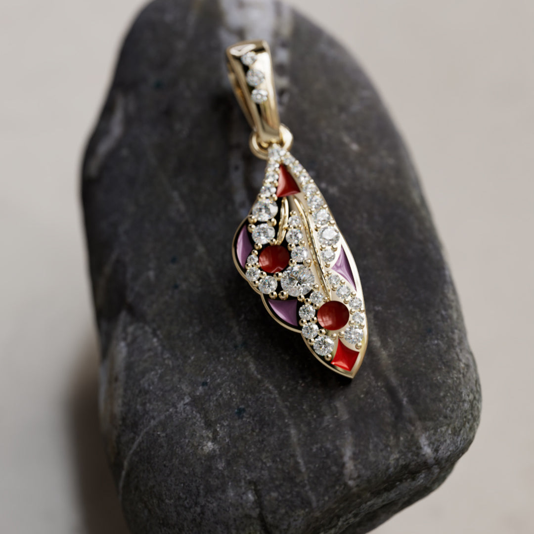 Mini Mariposa Pendant Unique Nature Butterfly Necklace in Rhubarb