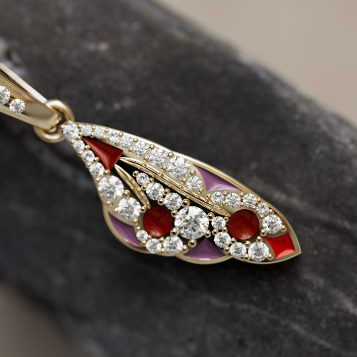 Mini Mariposa Pendant Unique Nature Butterfly Necklace in Rhubarb