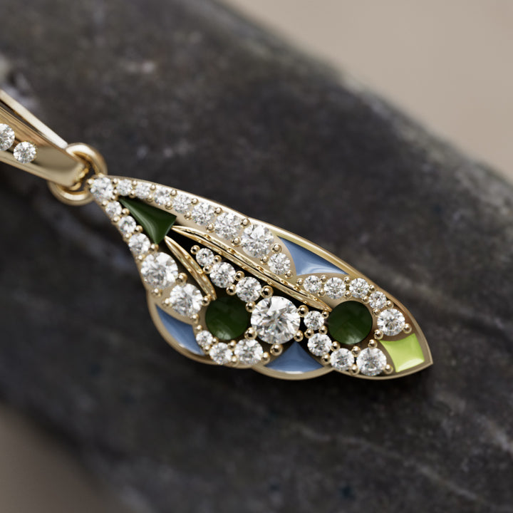 Mariposa Pendant Unique Nature Butterfly Lab Diamond Necklace in Swallowtail