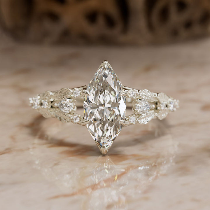 Nyneve Marquise Lab Diamond Nature Engagement Ring