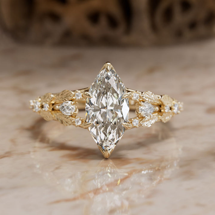Nyneve Marquise Lab Diamond Nature Engagement Ring
