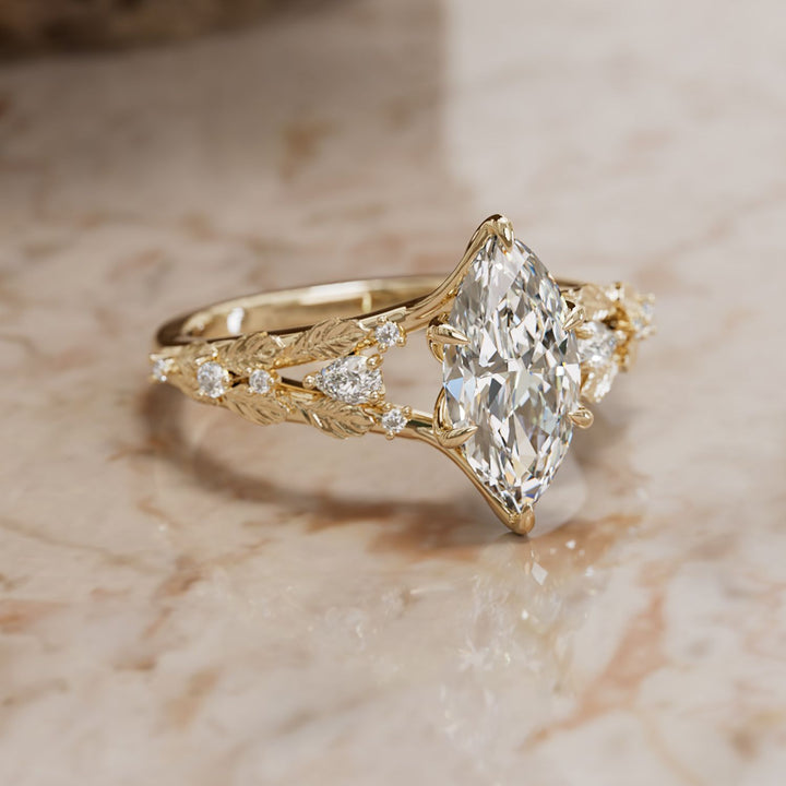 Nyneve Marquise Lab Diamond Nature Engagement Ring