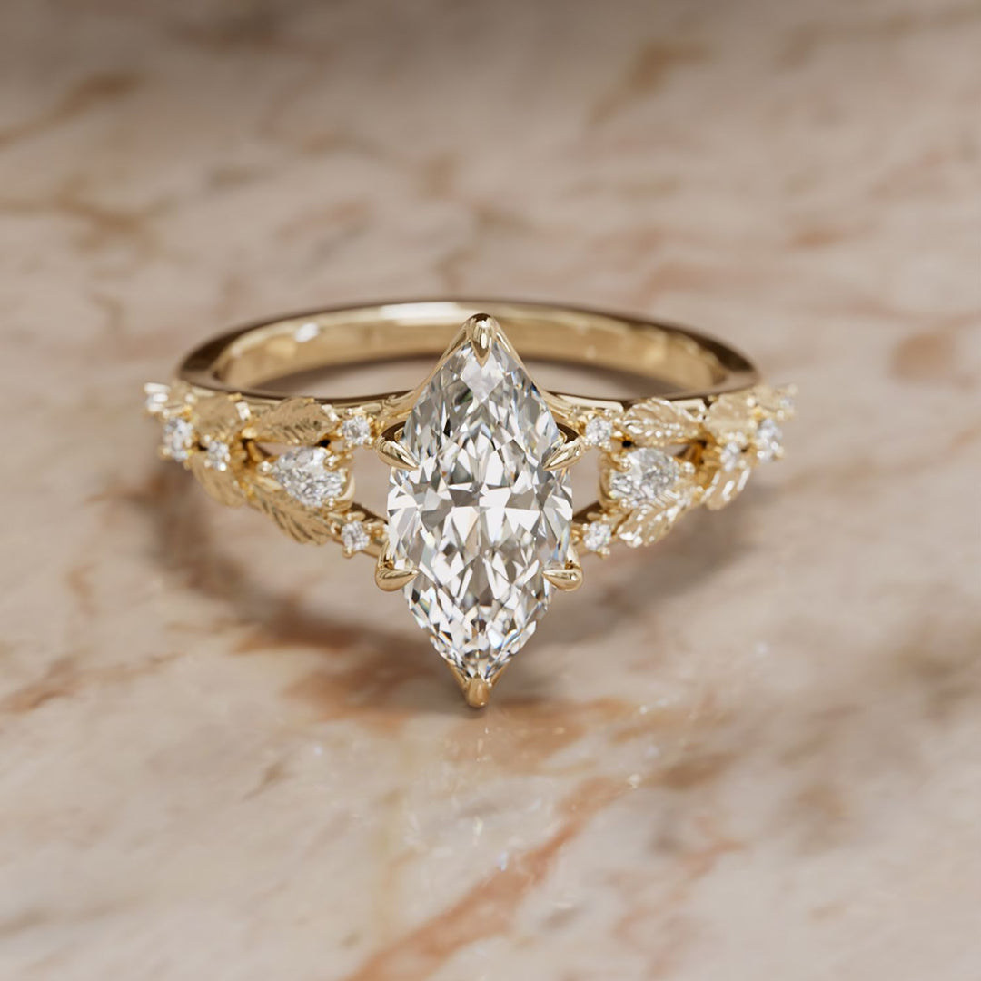 Nyneve Marquise Lab Diamond Nature Engagement Ring